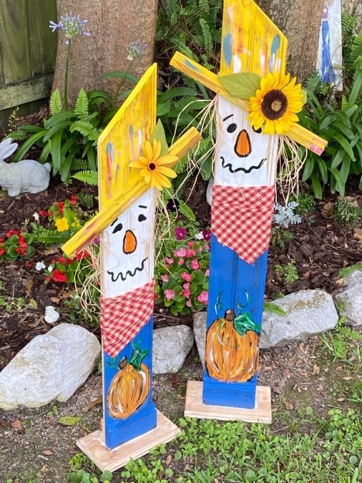 Painted Wood Scarecrow Posts