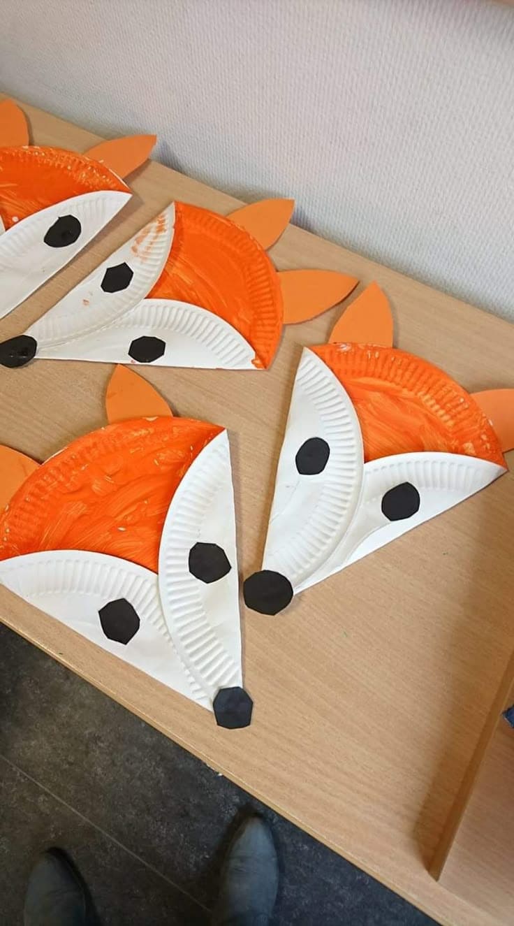 Paper Plate Fox Faces