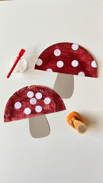 Paper Plate Toadstool Mushrooms