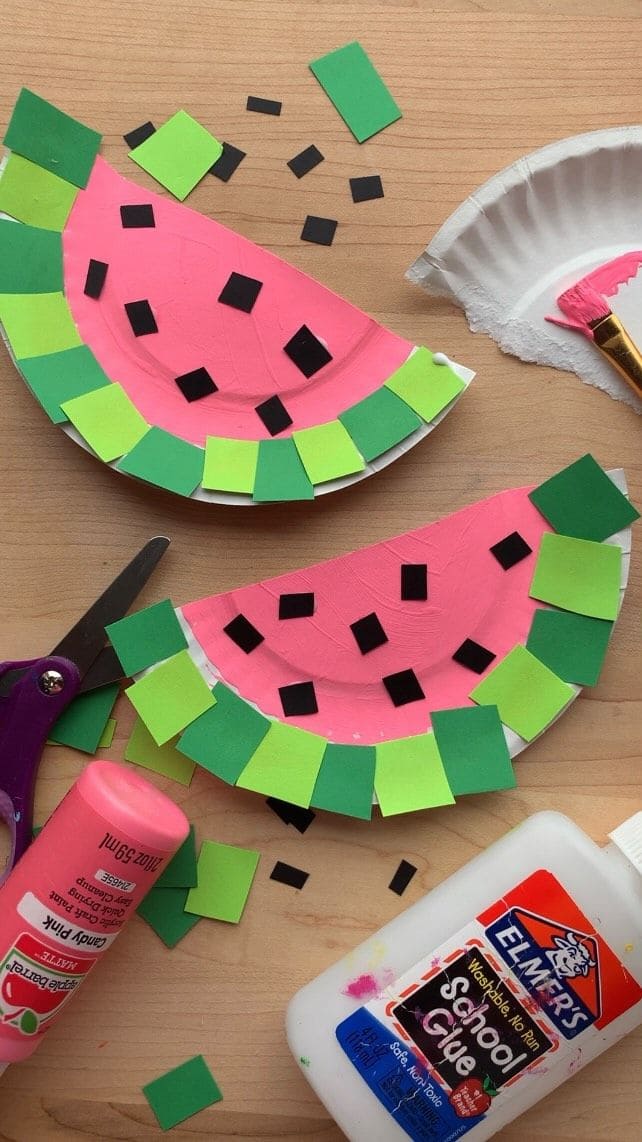 Paper Plate Watermelon Wedges