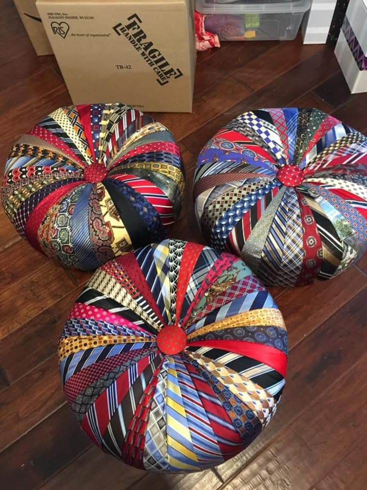 Patchwork Tie Pouf Cushions