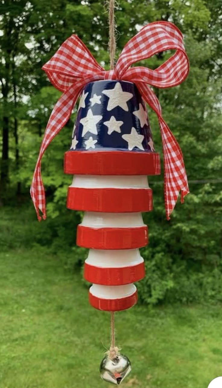 Patriotic Clay Pot Wind Chime