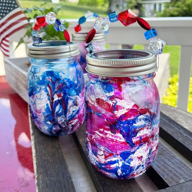 Patriotic Swirl Mason Jars