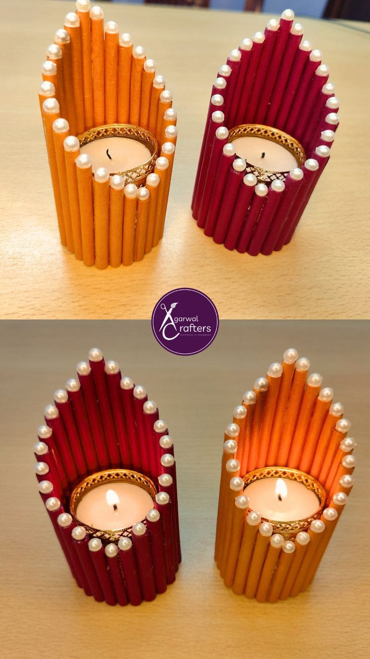 Pearl Accent Stick Candle Holders