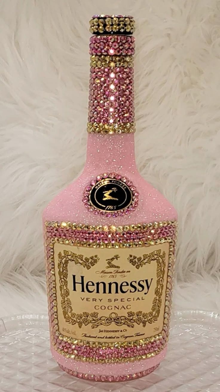 Pink Luxe Henny Rhinestone Bottle Display