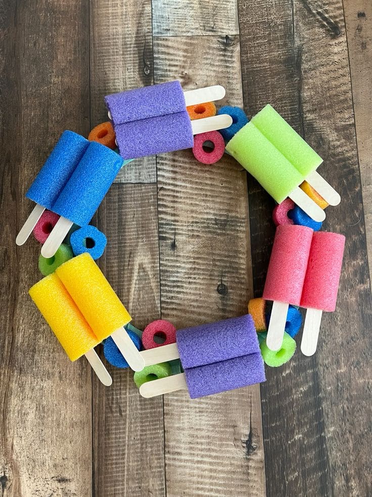 Pool Noodle Popsicle Wreath