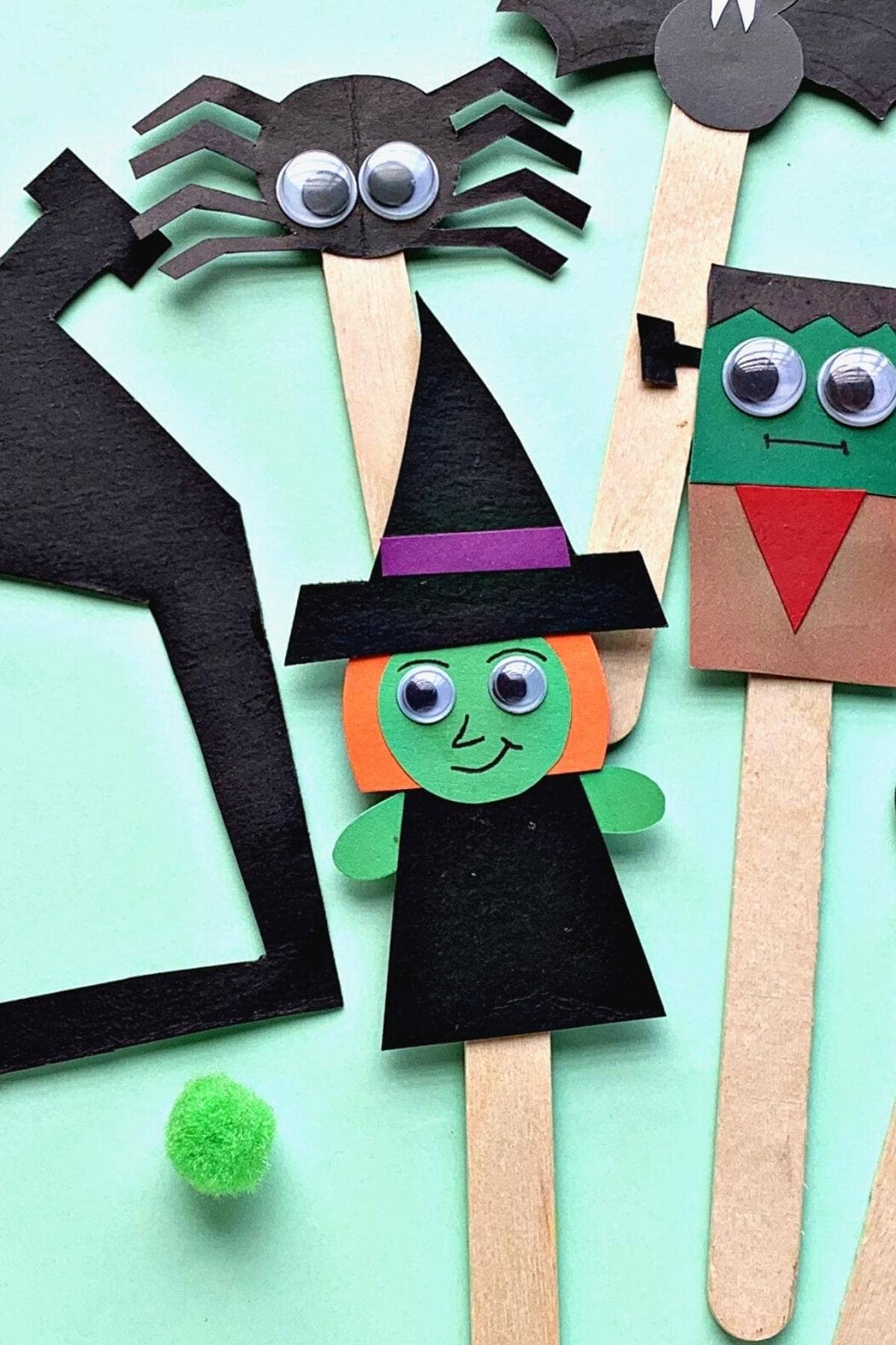 Popsicle Stick Witch Puppets