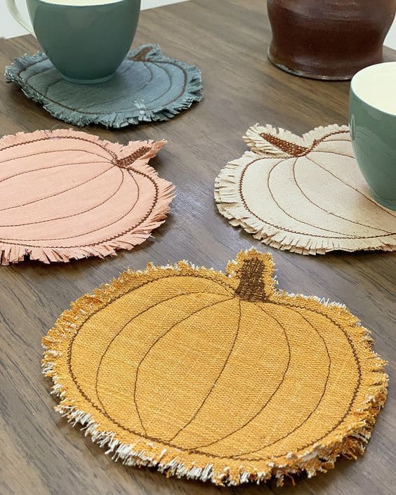 Pumpkin Fabric Coasters