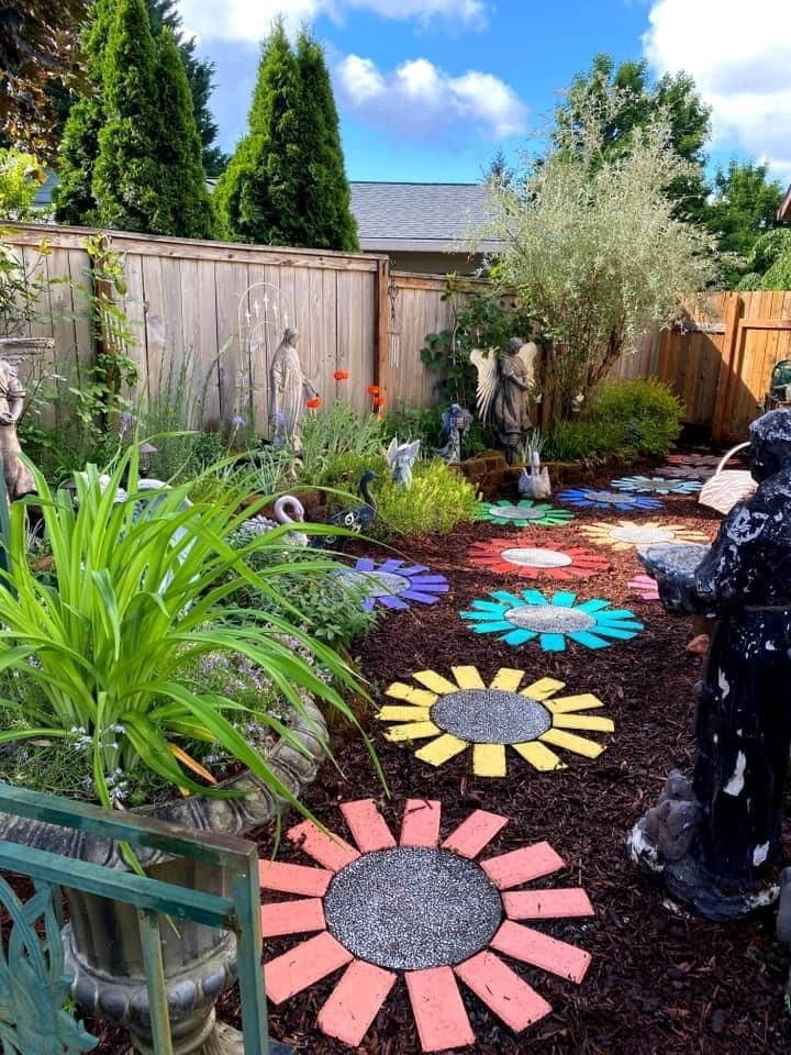 Rainbow Flower Paver Path