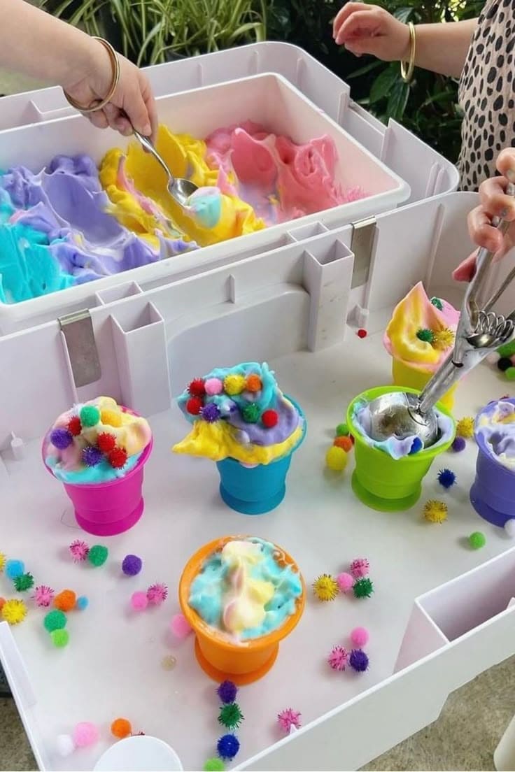 Rainbow Foam Ice Cream Sensory Play