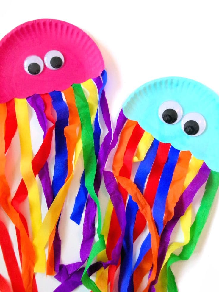 Rainbow Jellyfish Paper Plate Craft
