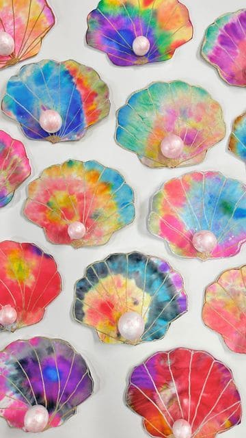 Rainbow Seashells With Pearls