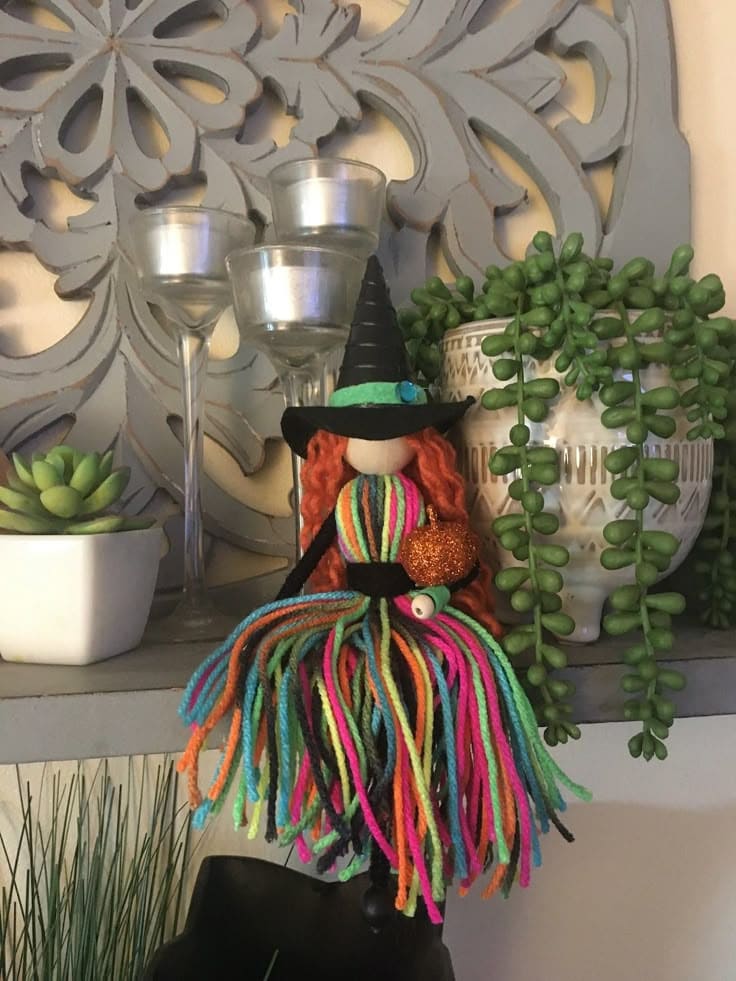 Rainbow Witch Yarn Doll