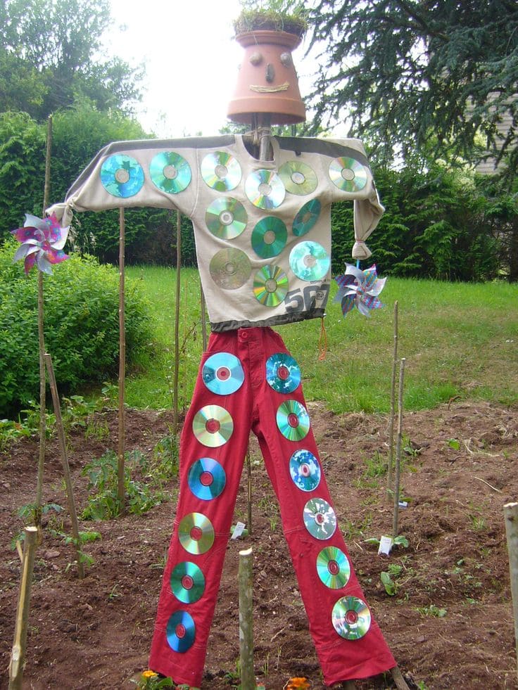 Recycled CD Scarecrow
