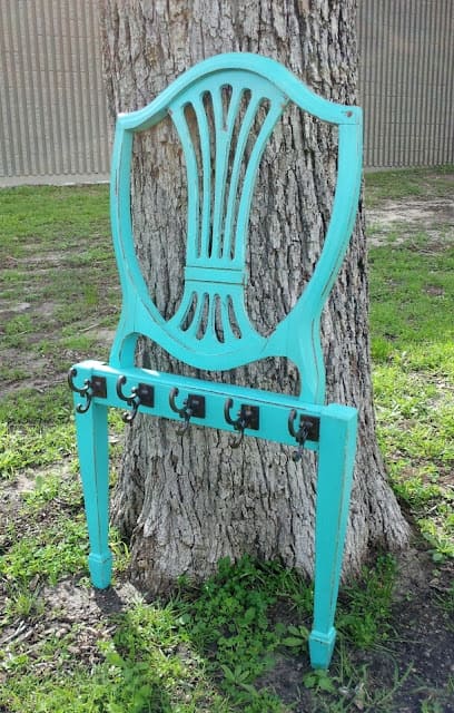 Recycled Chair Back Wall Hook Organizer