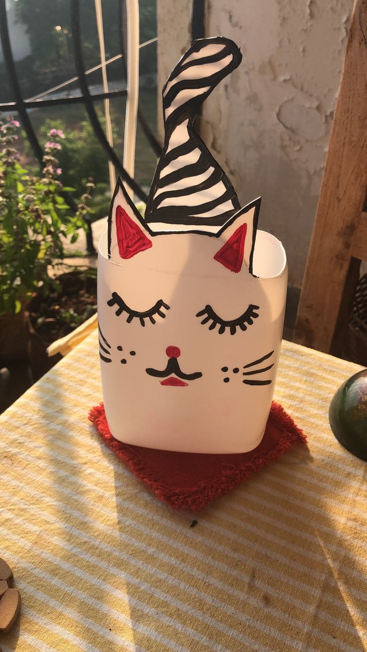 Recycled Kitty Lantern from a Plastic Jug