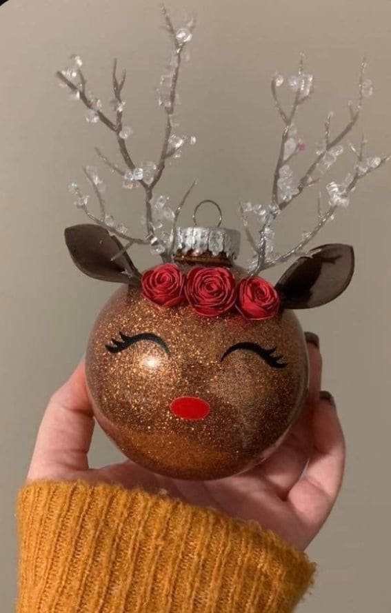 Reindeer Glam Ball Ornament