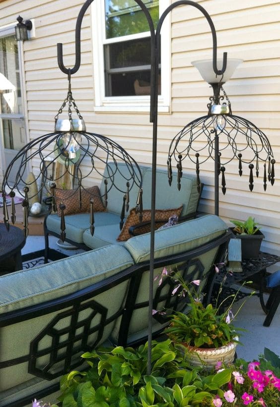 Repurposed Basket Solar Chandeliers