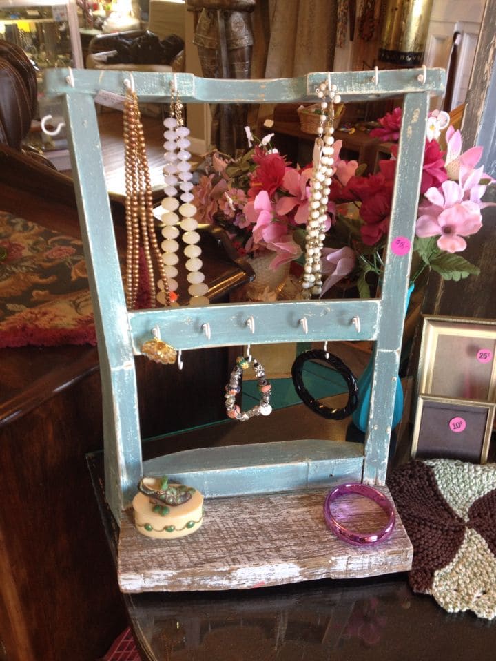 Repurposed Chair Back Jewelry Organizer