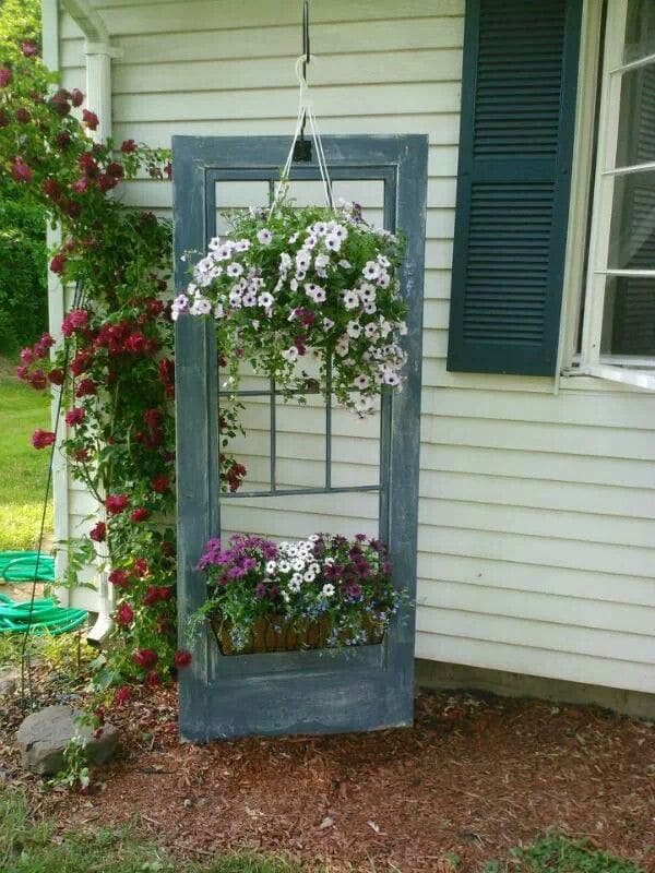 Repurposed Door Flower Display Frame