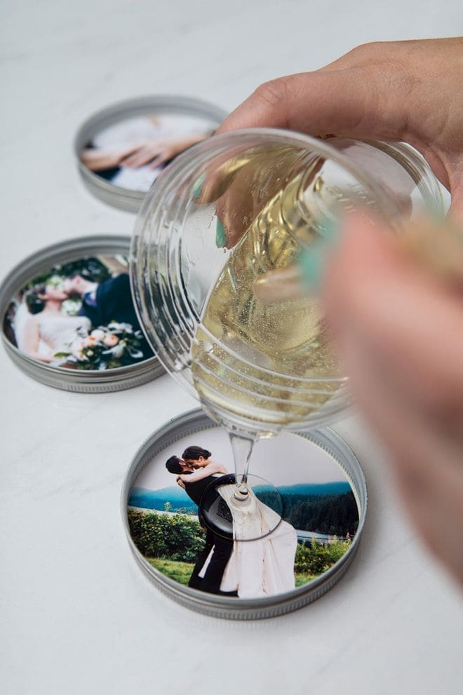Resin Photo Coasters with Mason Jar Lids