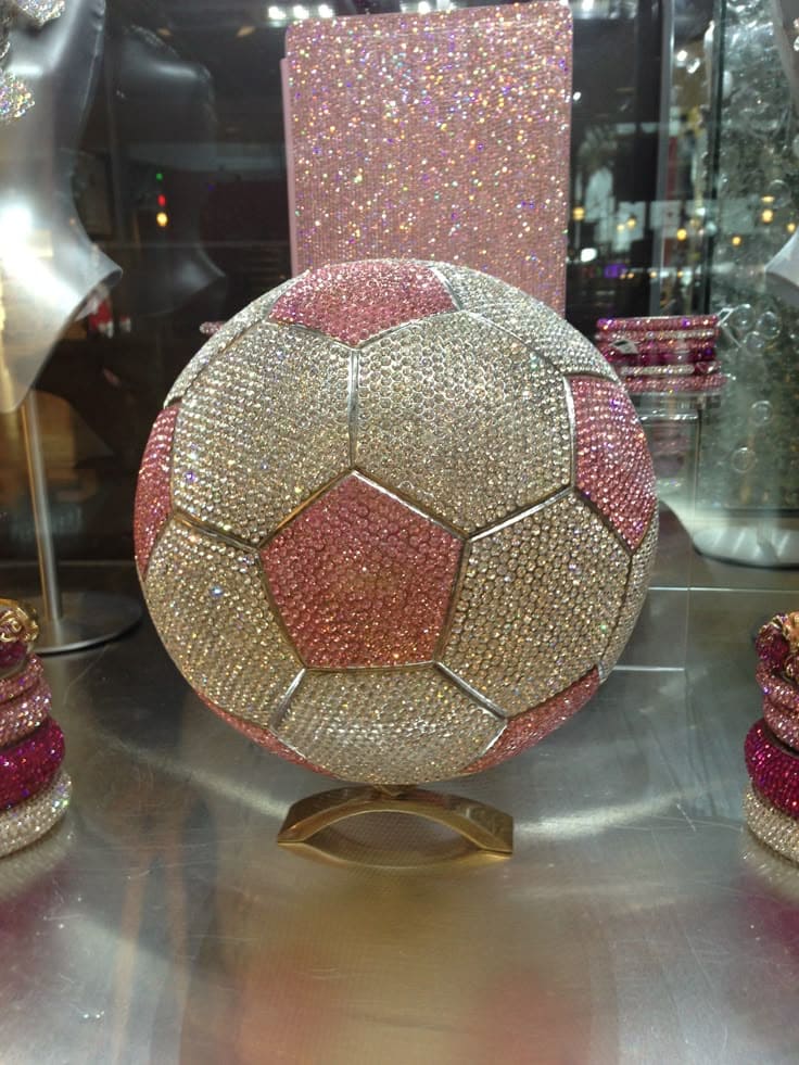 Rhinestone Glam Soccer Ball Display