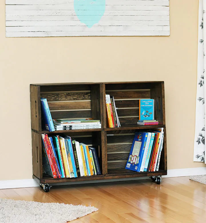 Rolling Crate Bookshelf