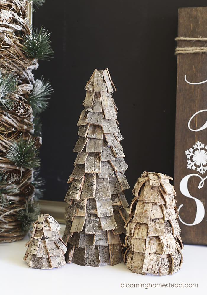 Rustic Bark Christmas Trees