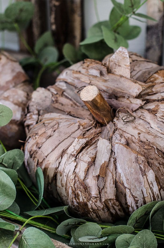 Rustic Birch Bark Pumpkins