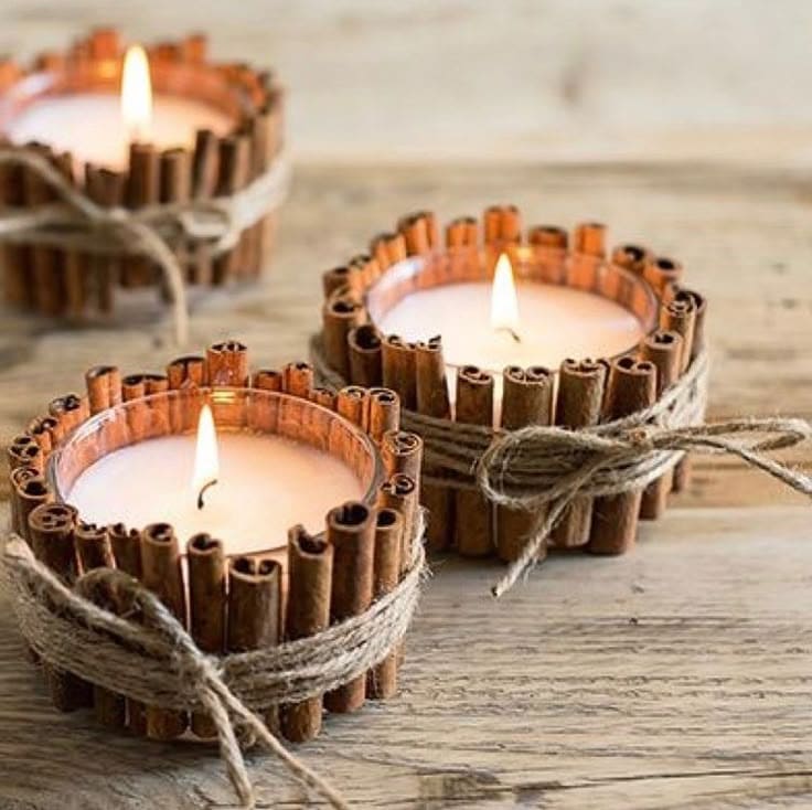 Rustic Cinnamon Stick Candle Holders