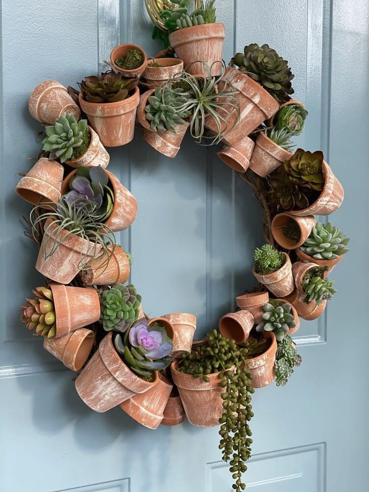 Rustic Clay Pot Succulent Wreath