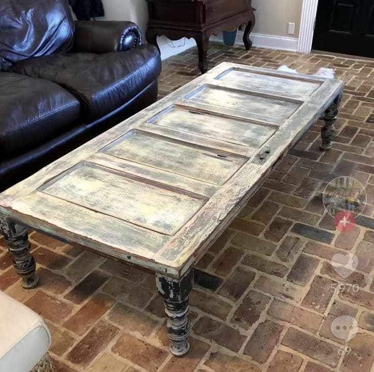 Rustic Coffee Table from a Reclaimed Door