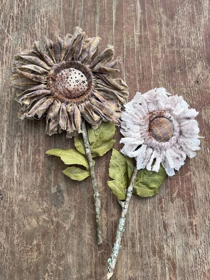 Rustic Fabric Sunflowers