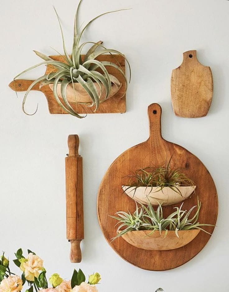 Rustic Kitchen Board Planter Wall Decor
