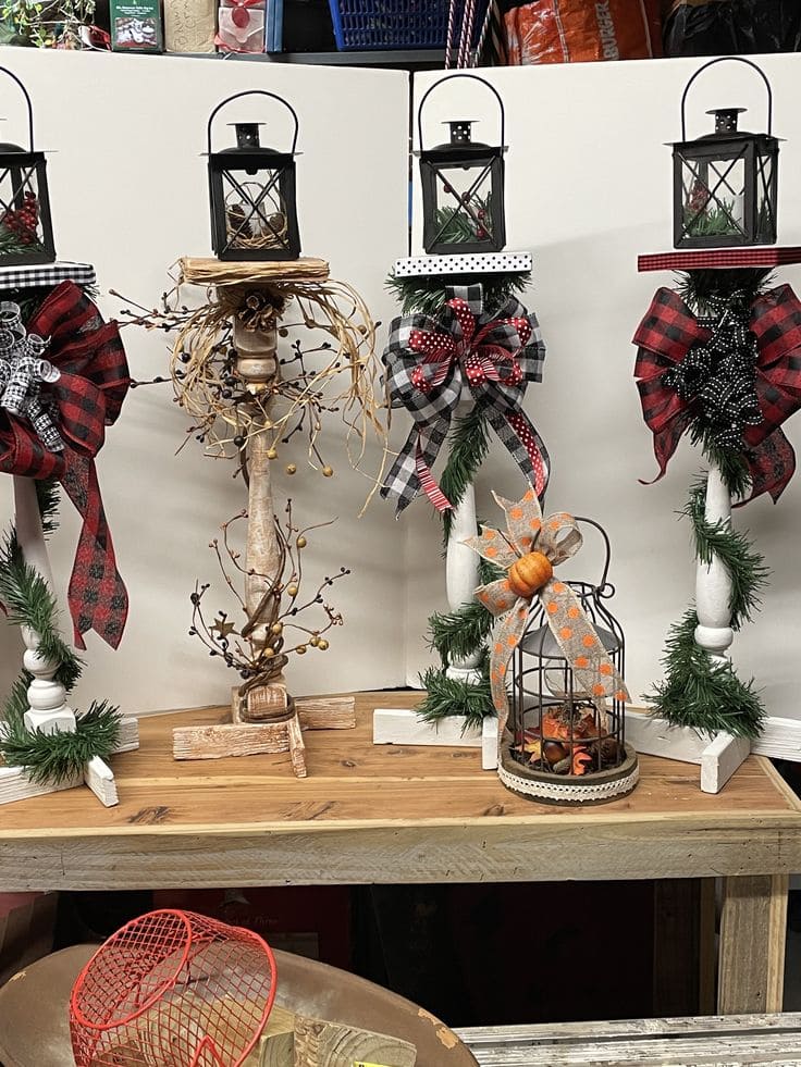 Rustic Lantern Pedestals