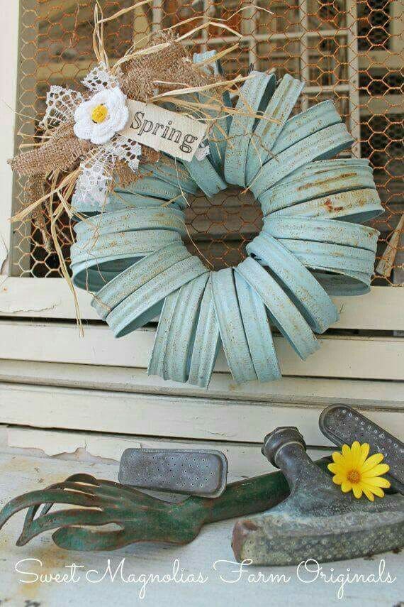 Rustic Mason Jar Ring Spring Wreath