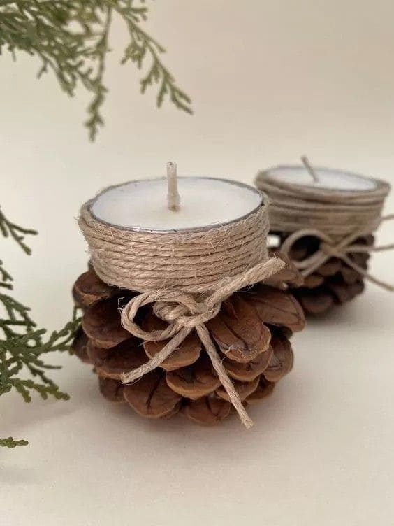 Rustic Pinecone Candle Holders