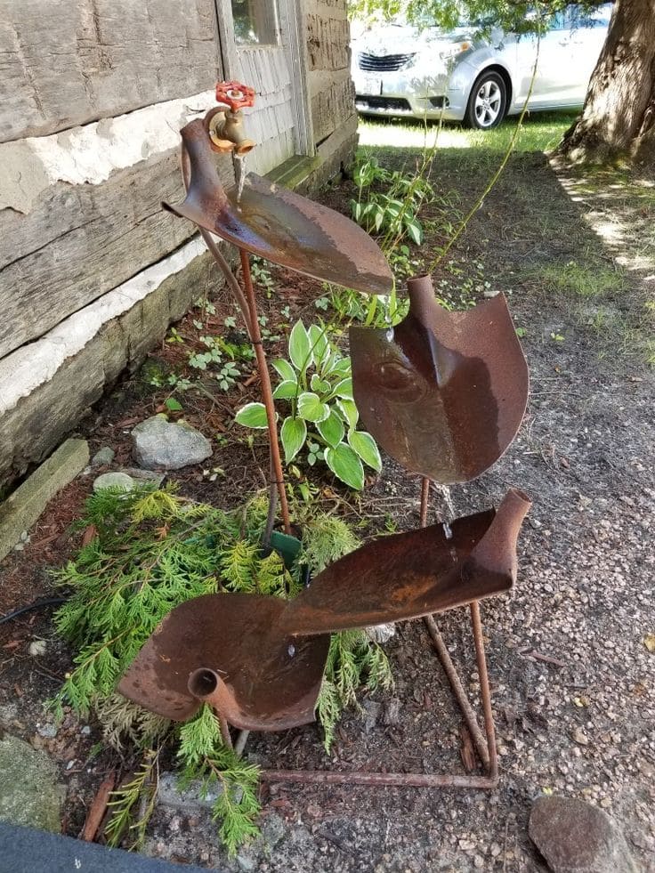 Rustic Shovel Water Feature