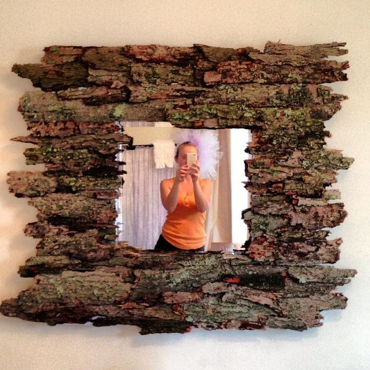 Rustic Tree Bark Mirror Frame