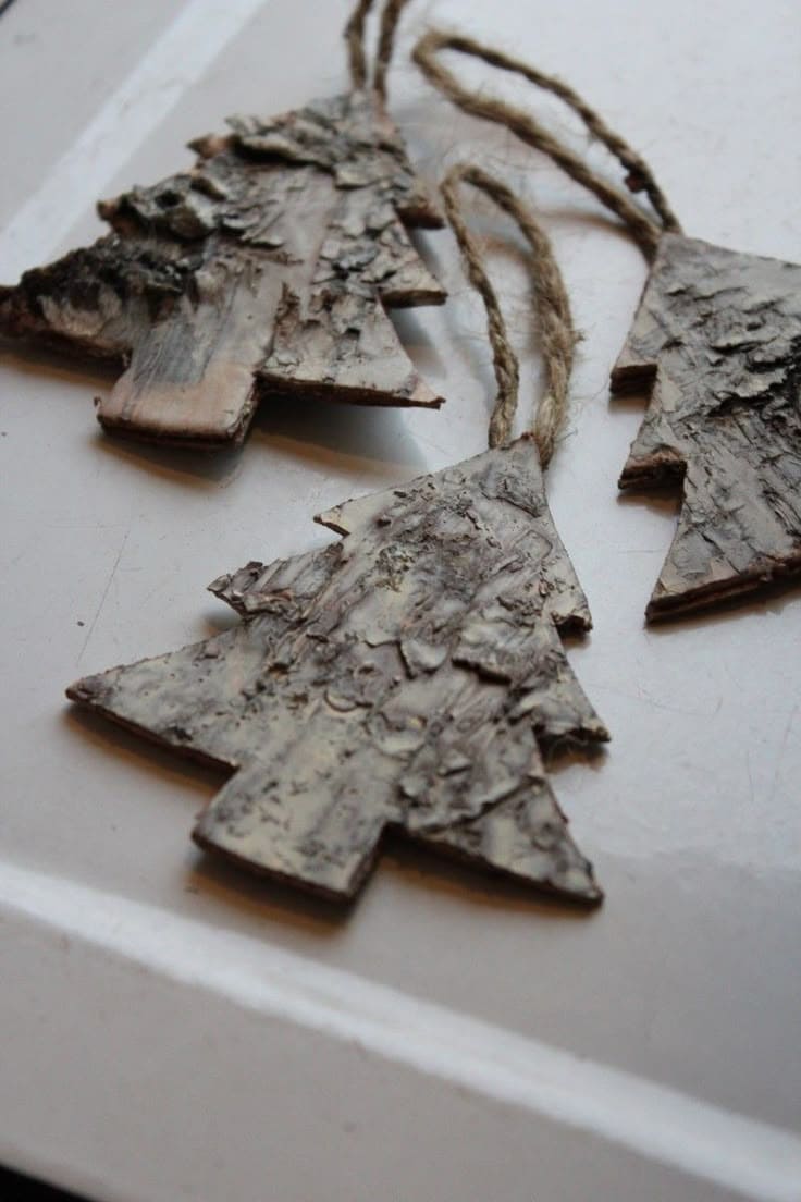 Rustic Tree Bark Ornaments for a Woodland Christmas