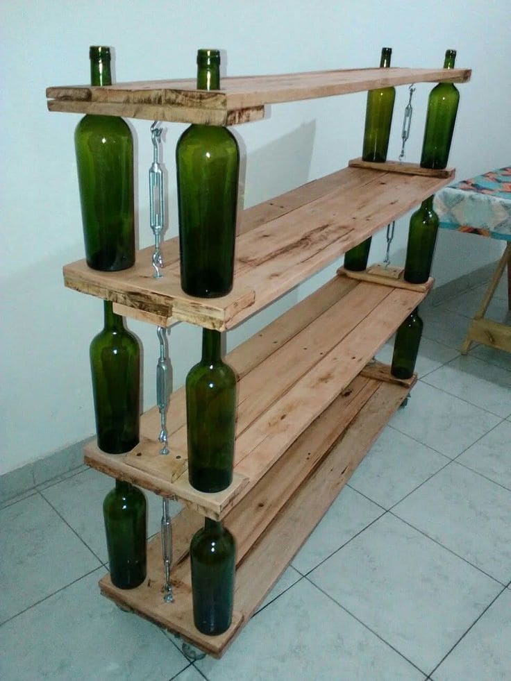 Rustic Wine Bottle Shelf Unit