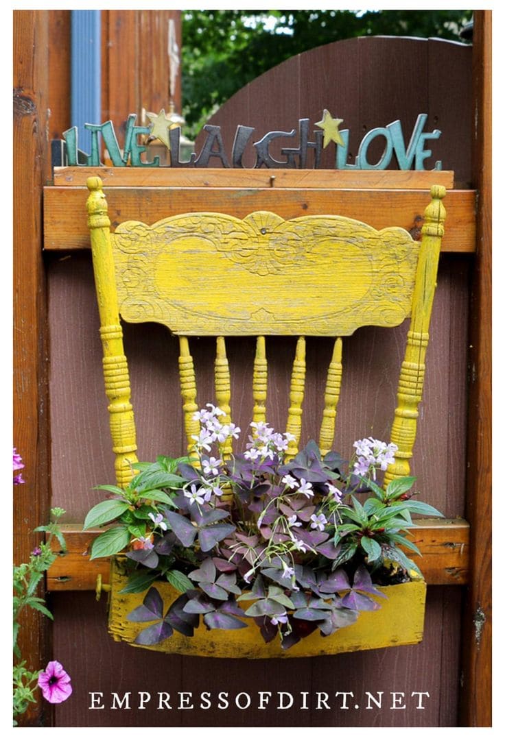 Rustic Yellow Chair Planter Wall Decor