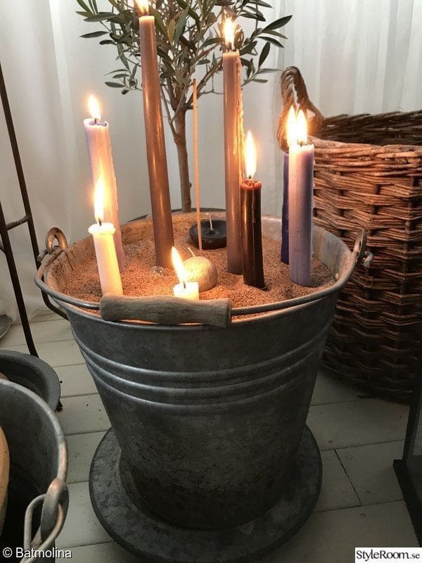 Sand-Filled Bucket Candle Holder