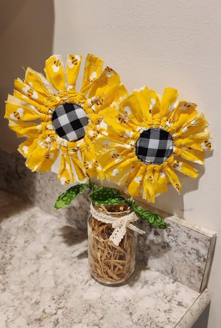 Scrappy Sunflowers in a Mason Jar