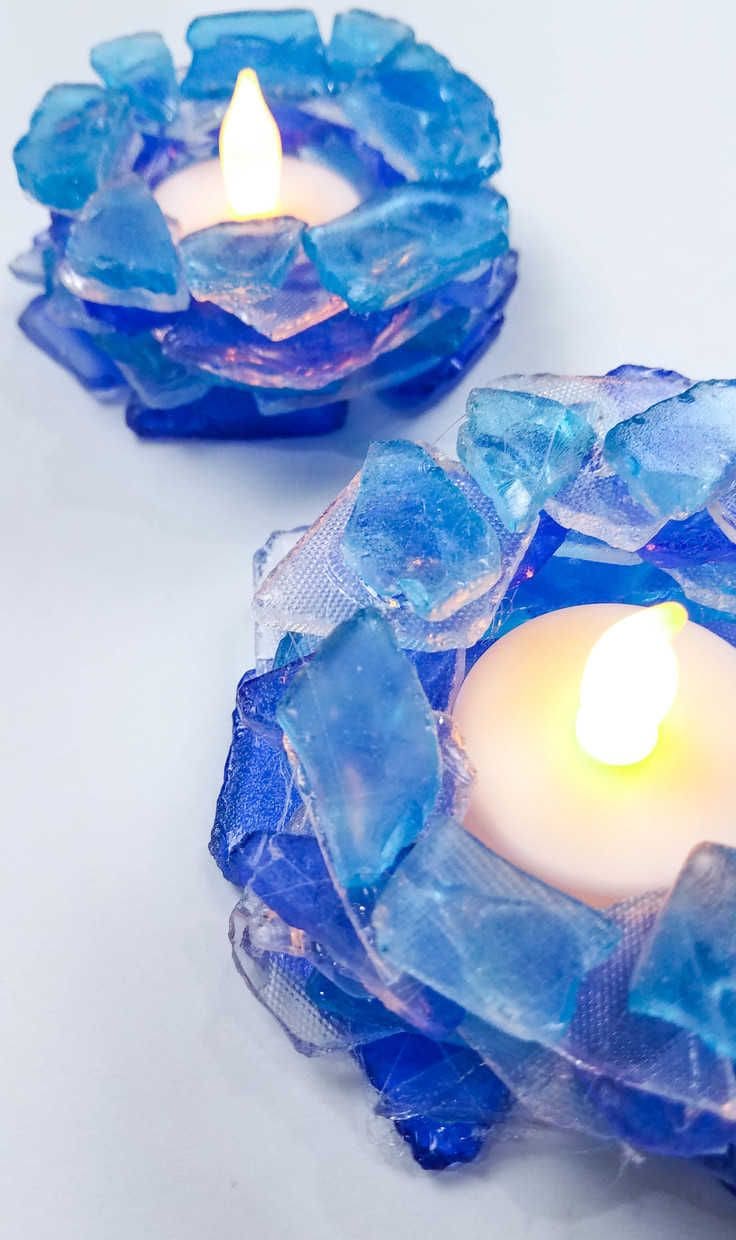 Sea Glass Candle Holders