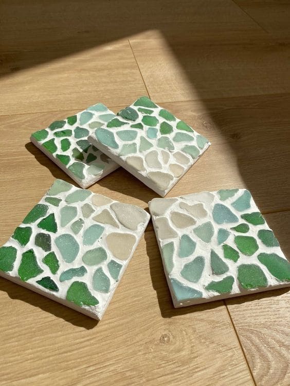 Sea Glass Mosaic Coasters
