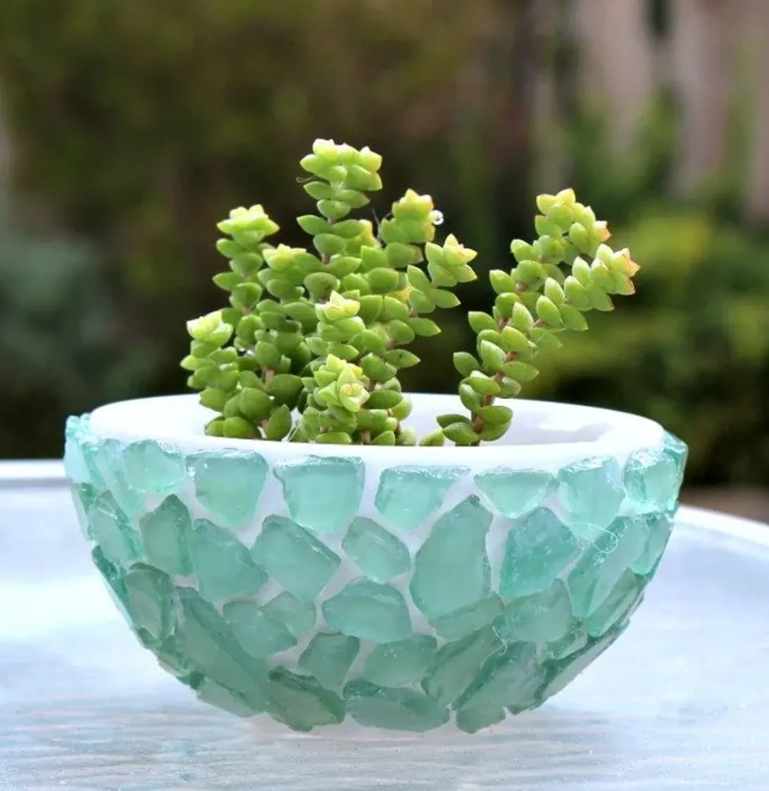 Sea Glass Mosaic Planter