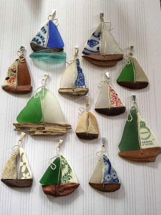 Sea Glass Sailboat Pendants