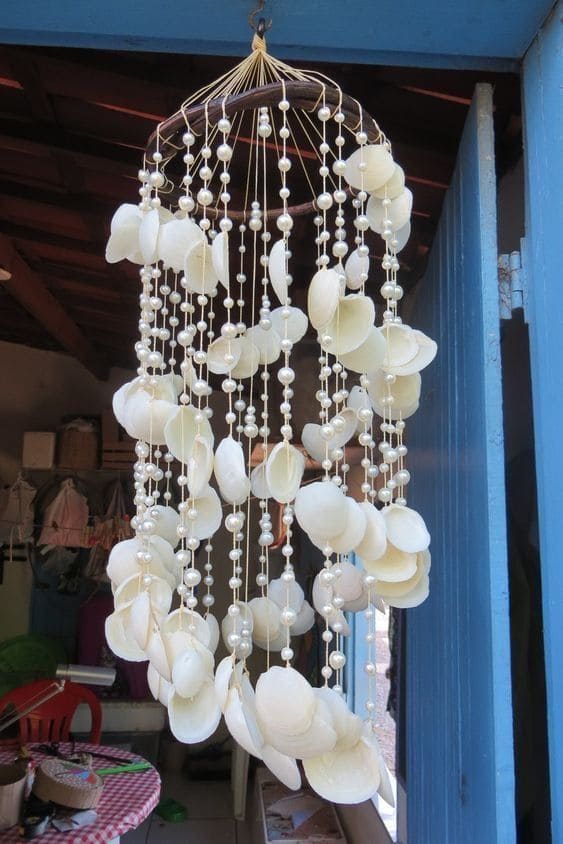 Seashell and Pearl Beaded Wind Chime
