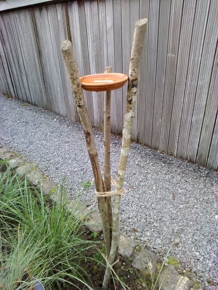 Simple Twig Bird Bath Stand